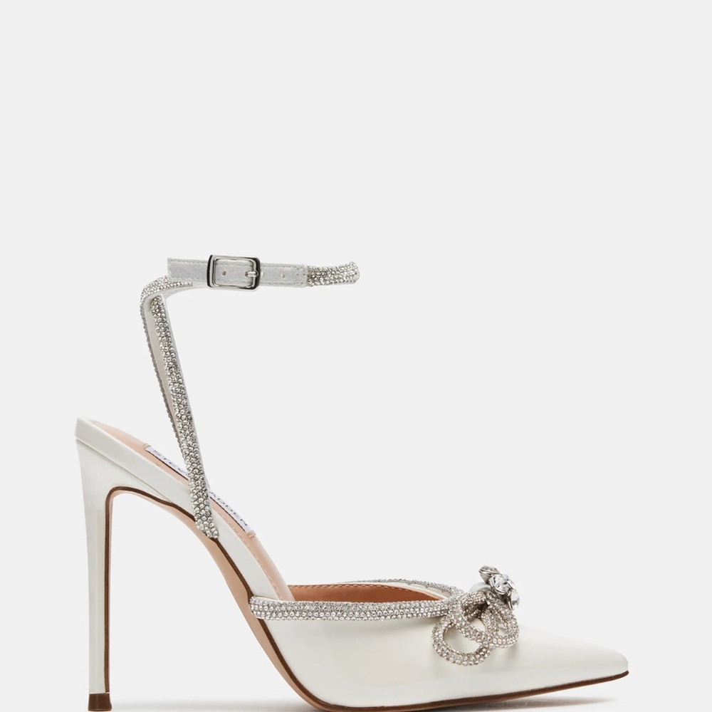 Elegant White Heels with Silver Accents